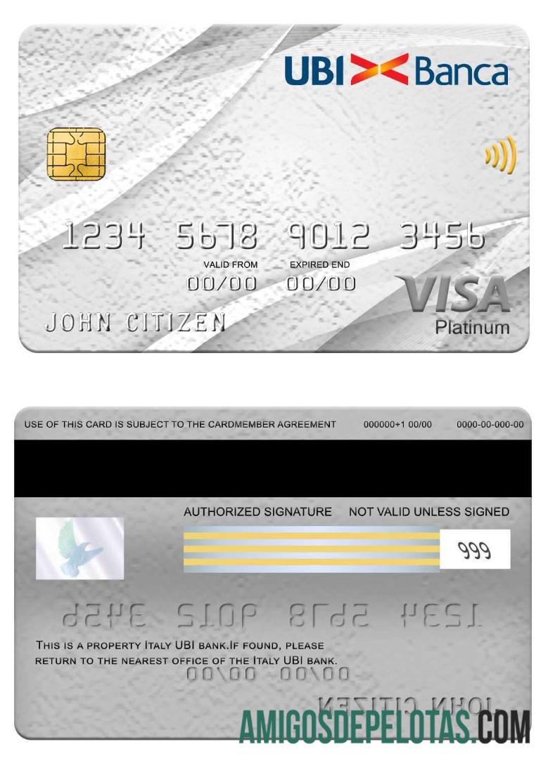 Cartão Visa Platinum da Itália UBI Bank modelo